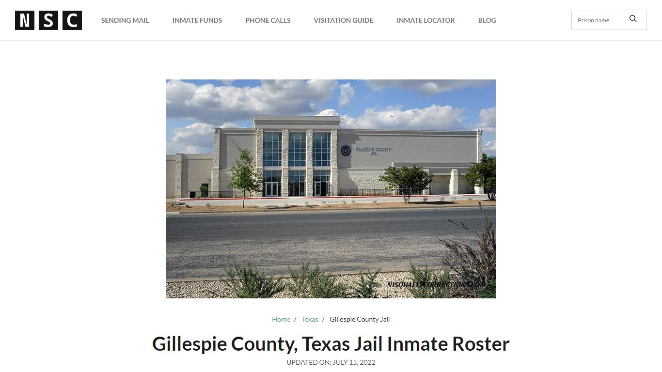 Gillespie County, Texas Jail Inmate Roster